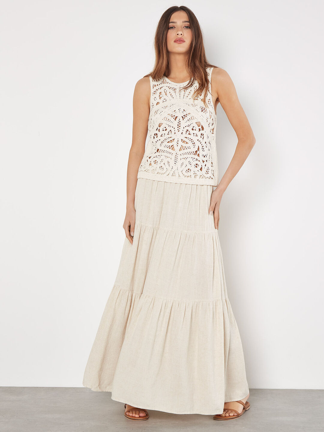 Cotton Blend Crochet Tank Top