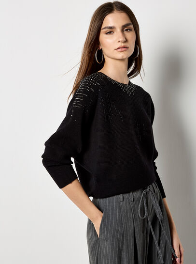 Rhinestone Embellished Batwing Jumper
