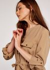 Tie Front Shirt Dress, Stone, large