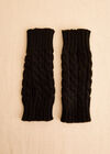 Cable Knit Handwarmers, Black, large