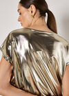 Foil Cropped T-Shirt, Yellow, large