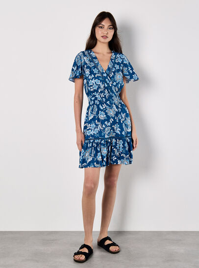 Sarasa Floral Wrap Mini Dress