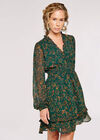 Paisley Ruffle Mini Dress , Green, large