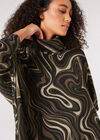 Oversized Batwing Swirl Knit Top, Khaki, large