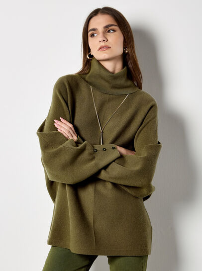 Roll Neck Oversized Batwing Jumper