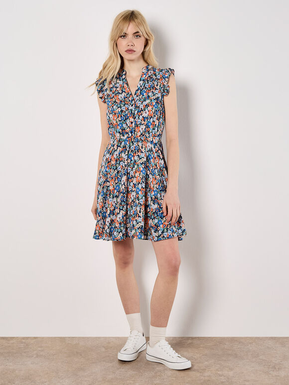 Ditsy Floral Ruffle Mini Dress, , large