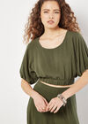 Linen Blend Crop Top, Khaki, large