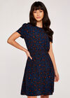 Shirred Waist Dress, Navy, large