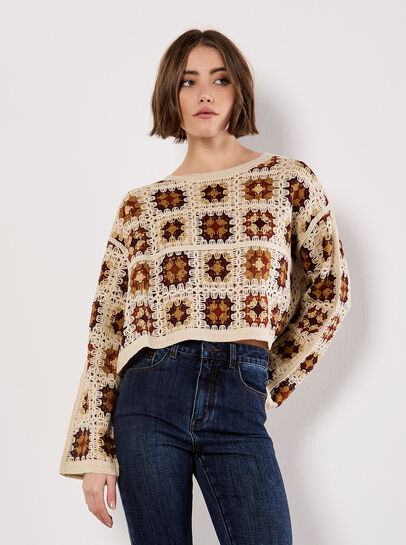Crochet Squares Cropped Jumper