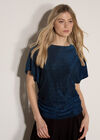 Glitter Ruched Top, Teal, large