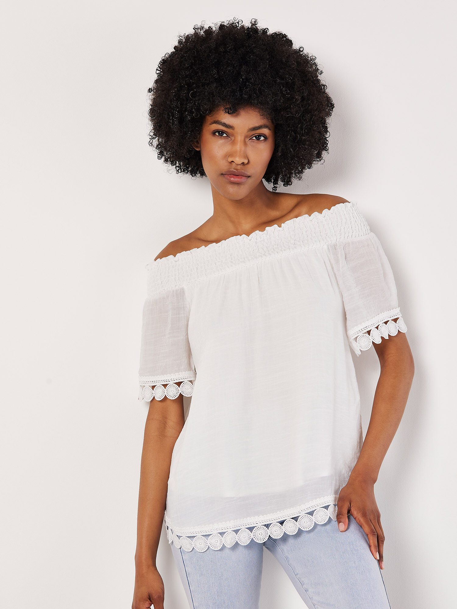 Crochet bardot top shop