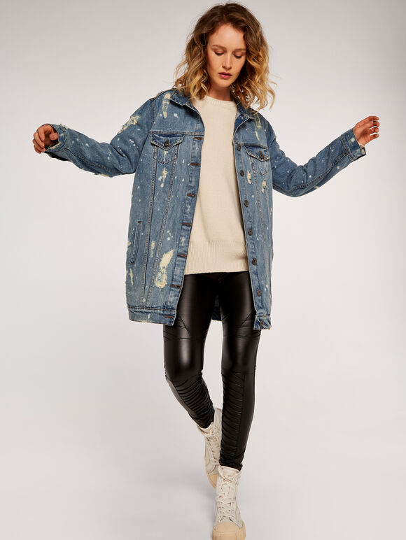 Denim Splash Jacket, Blue, large