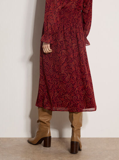 Chiffon Paisley A-Line Midaxi Skirt