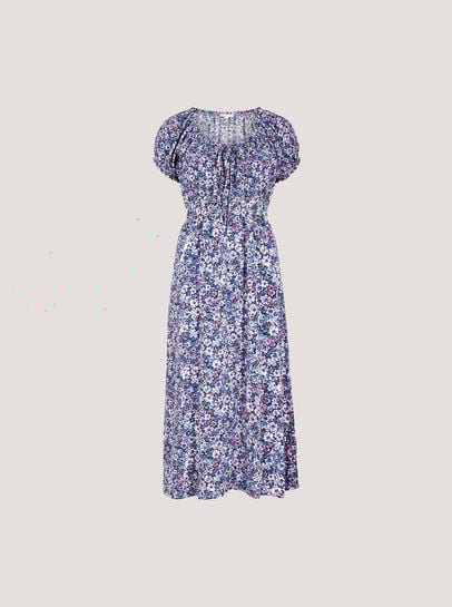 Watercolour Floral Milkmaid Midi Dress
