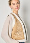 Floral Suede Teddy Borg Gilet, Brown, large