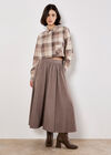 Check Print Cropped Shirt, Grey, large