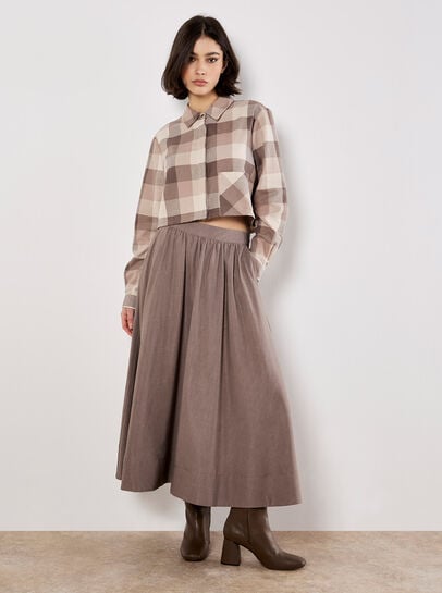 Check Print Cropped Shirt