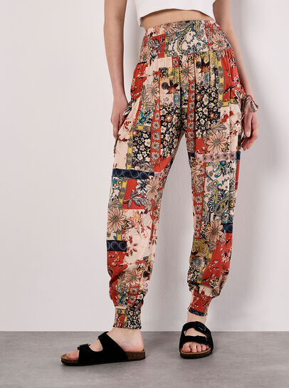 Patchwork Floral Woven Joggers