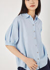 Oversized Slub Shirt, Blue, large