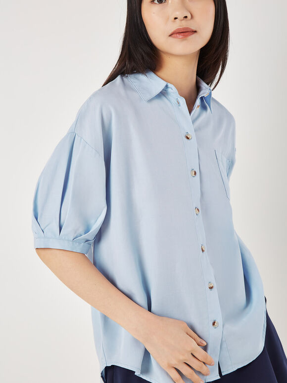 Oversized Slub Shirt, Blue, large
