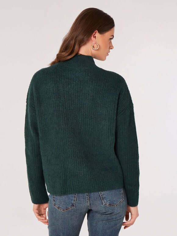 Chunky Knit Ribbed Jumper, Green, large