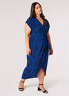 Curve Swirl Wrap Midi Dress, Blue, large