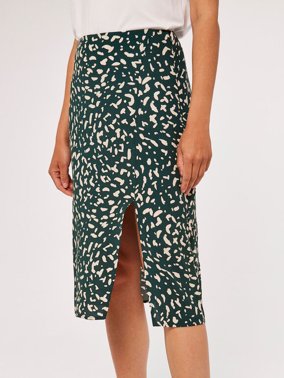 Brush Spot Wrap Skirt, Green, large
