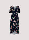 Floral Wrap Midi Dress, Navy, large