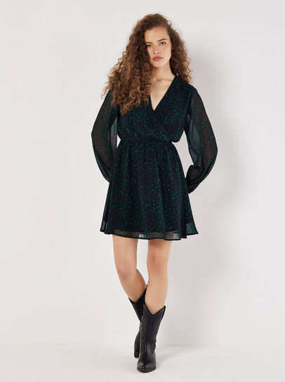 Animal Print Wrap Mini Dress