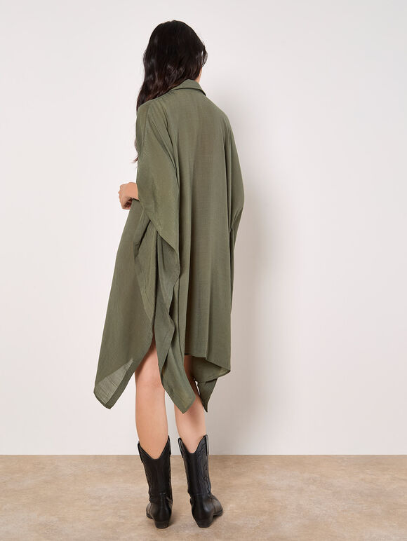 Oversized Textured Kaftan, Khaki, large