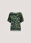 Abstract Brushstroke Woven Top, Green, large