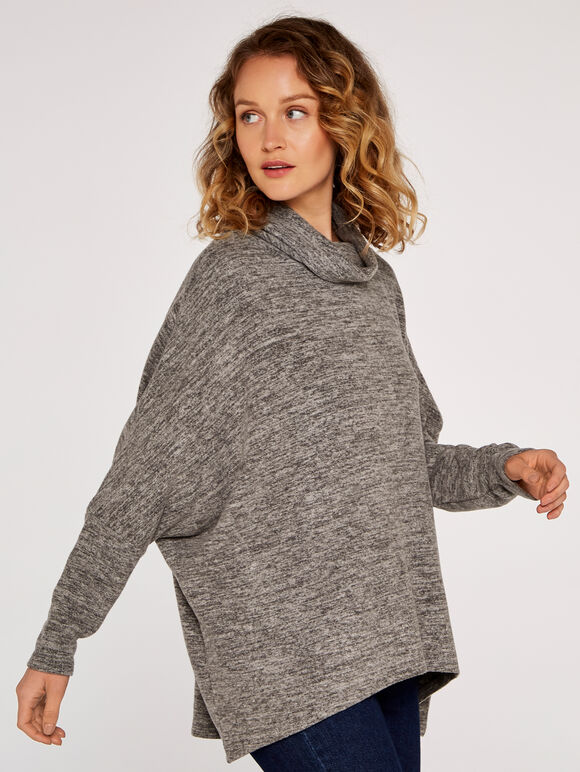 Cowl Neck Top, Grey, large