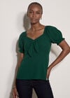 Tie Front Milkmaid Top, Green, large