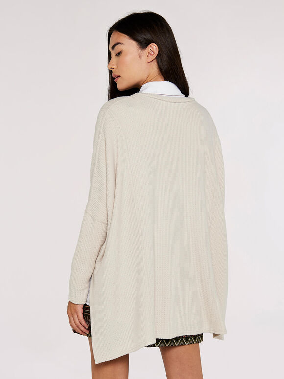 Waffle Oversized Top, Stone, large