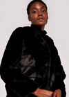 Tiered Fur Jacket, Black, large