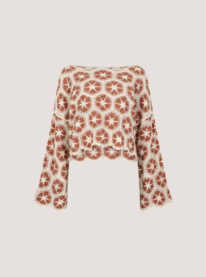 Crochet Hexagons Bell Sleeve Top