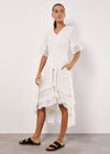 Dobby Ruffle Tiered Midi Dress, Cream, large