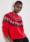 Fair Isle Chunky Knit Jumper, Red, large