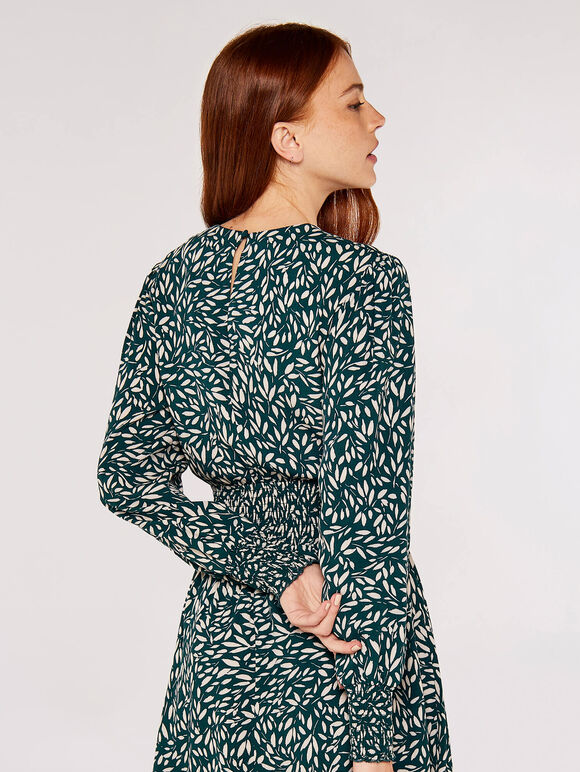 Silhouette Leaf Mini Dress, Green, large