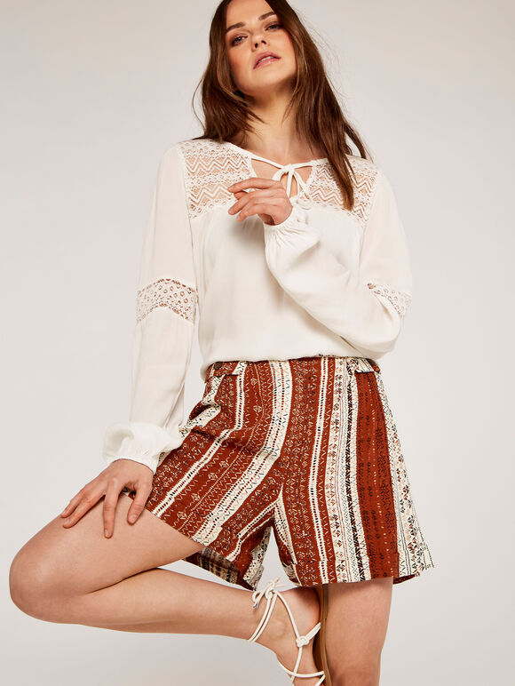 Abstract Striped Shorts, Rust, large