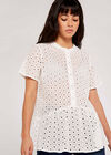 Broderie Peplum Top, Cream, large