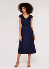 Dot Lace  Midi Dress, Navy, large
