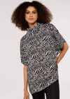 Zebra Print Polo Neck Top, Grey, large