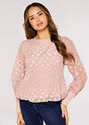 Jacquard Dot Chiffon Blouse, Pink, large