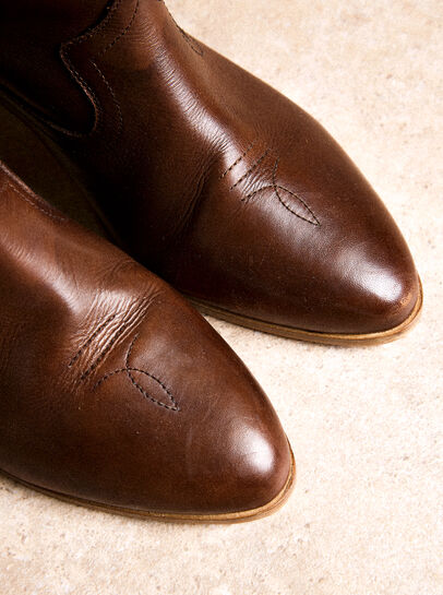 Short Leather Cowboy Boots