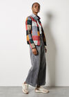 Colourful Check Fleece Jacket, Grey, large