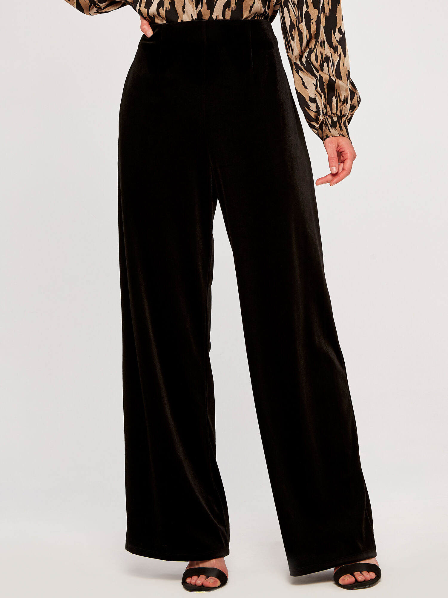 Wide Leg Velvet Trousers | Apricot UK
