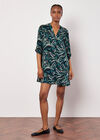 Abstract Swirl Shirt Mini Dress, Green, large
