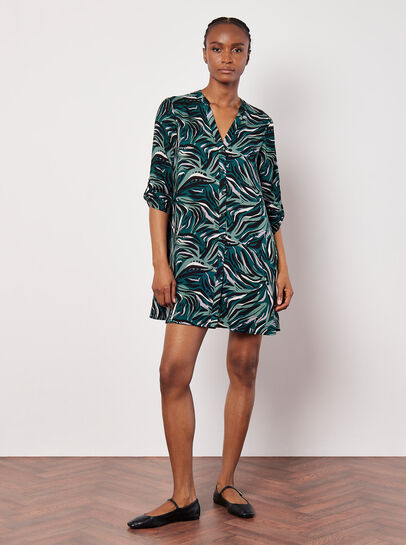 Abstract Swirl Shirt Mini Dress