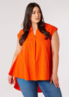 Curve Textured Cotton High-Low Hem Top, Orange, large